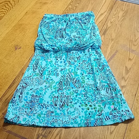 Lilly Pulitzer Dresses & Skirts - LILLY PULITZER Womens Dress XS Preowned  STRAPLESS Floral TURQUOISE Casual Work